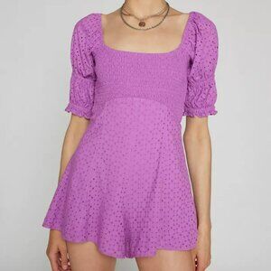 🦋 Kimchi Blue Ivy Eyelet Lace Romper Lilac Small NWT